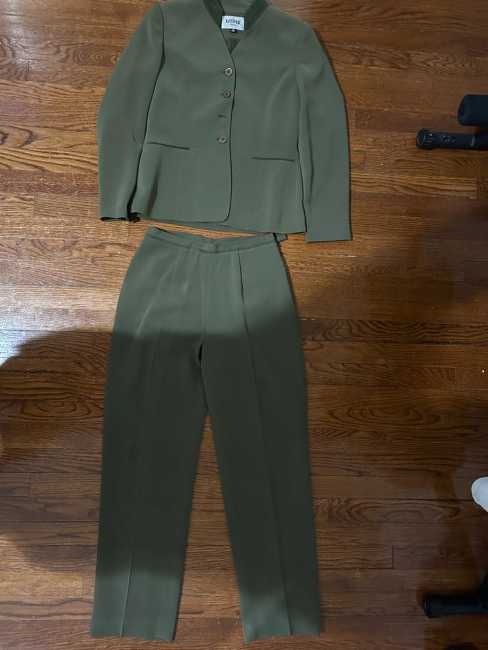 Worthington Olive Blazer and Trousers Two-Piece Suit note there’s a button missi